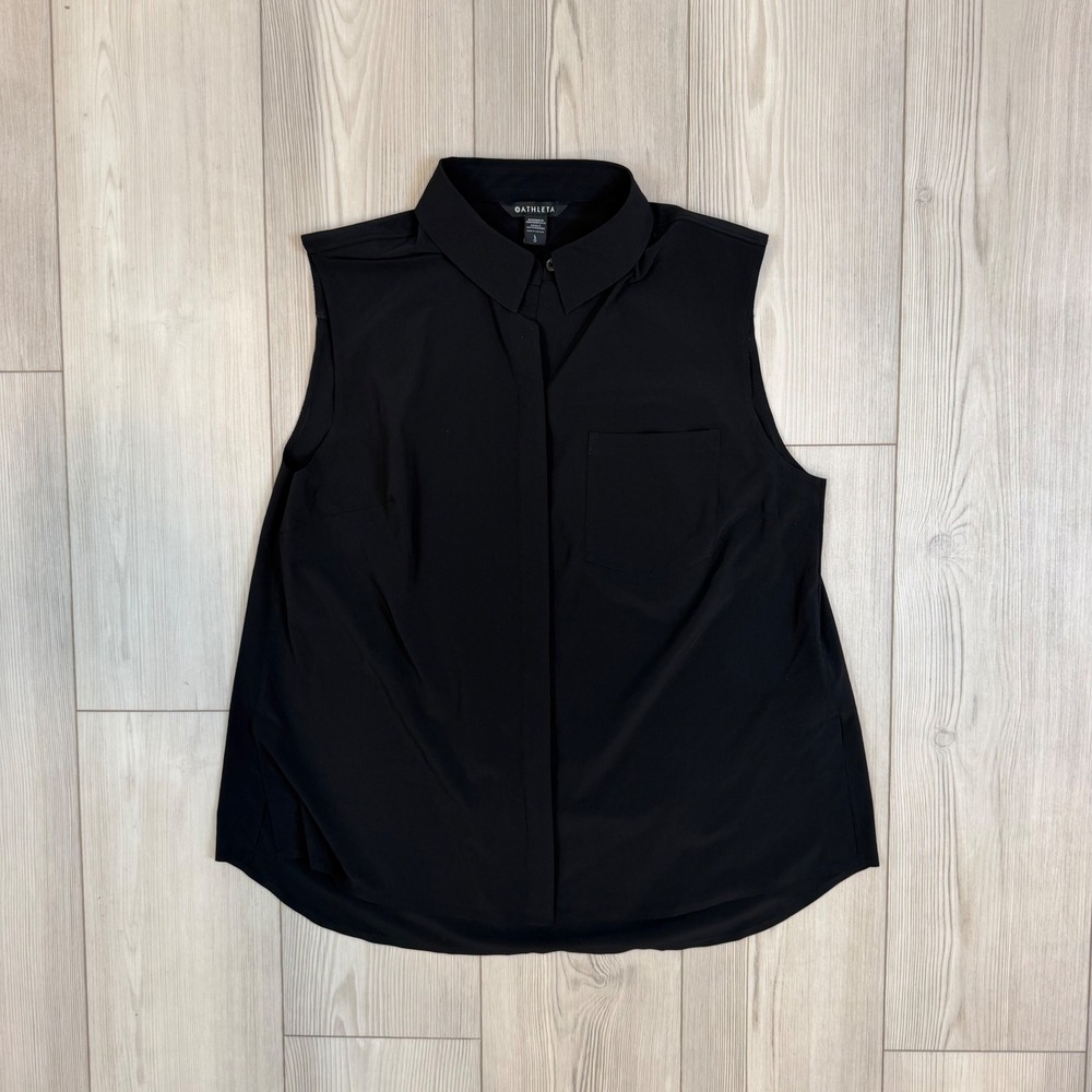 Athleta Black Everlasting Tank Top Sleeveless Button Down Top Shirt 533058 Large